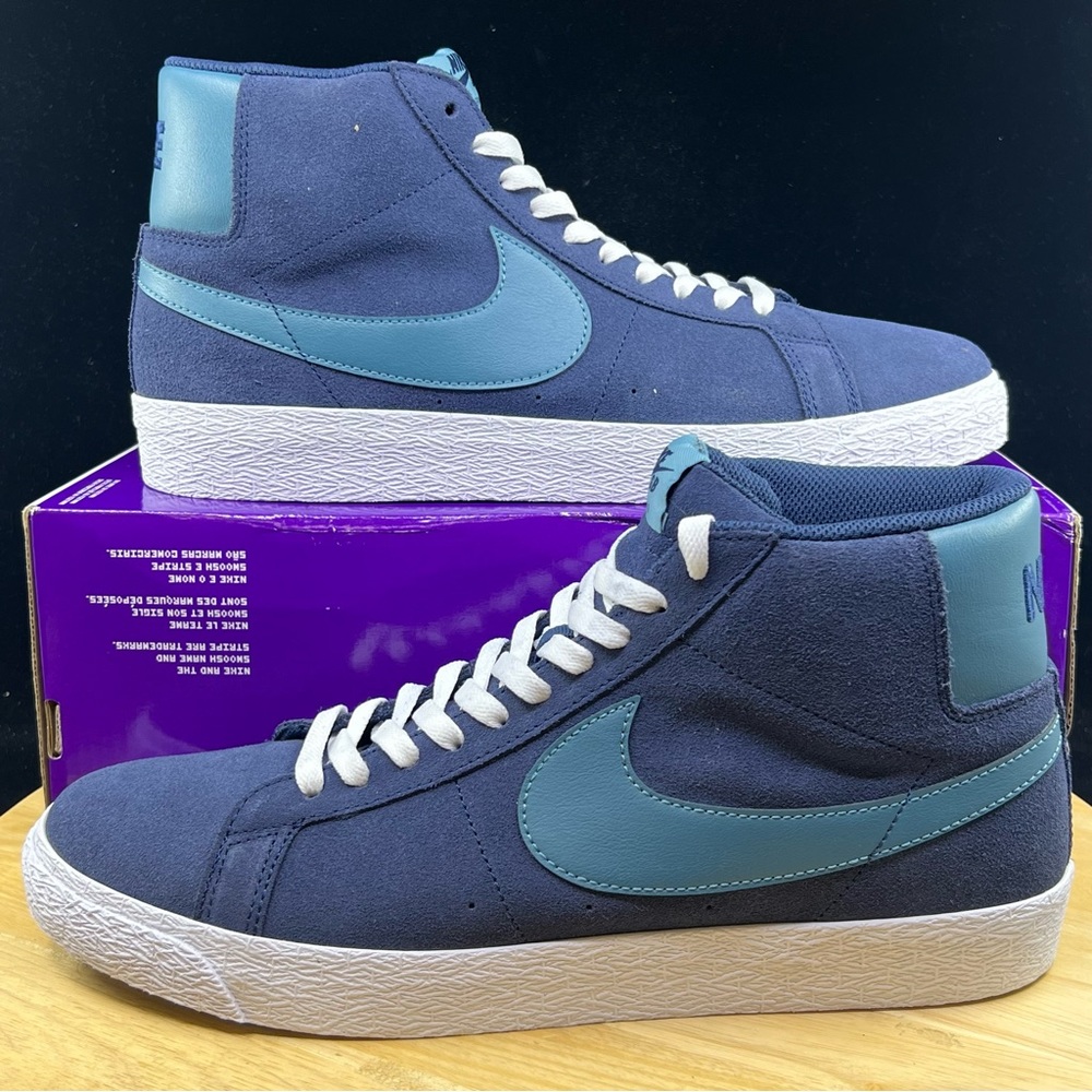 NIKE SB ZOOM BLAZER MID MIDNIGHT NAVY/NOISE AQUA SIZE MEN'S 11.5 [FD0731-400]